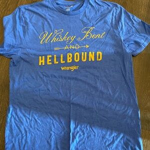 Wrangler Blue Tee with Gold Text size Large